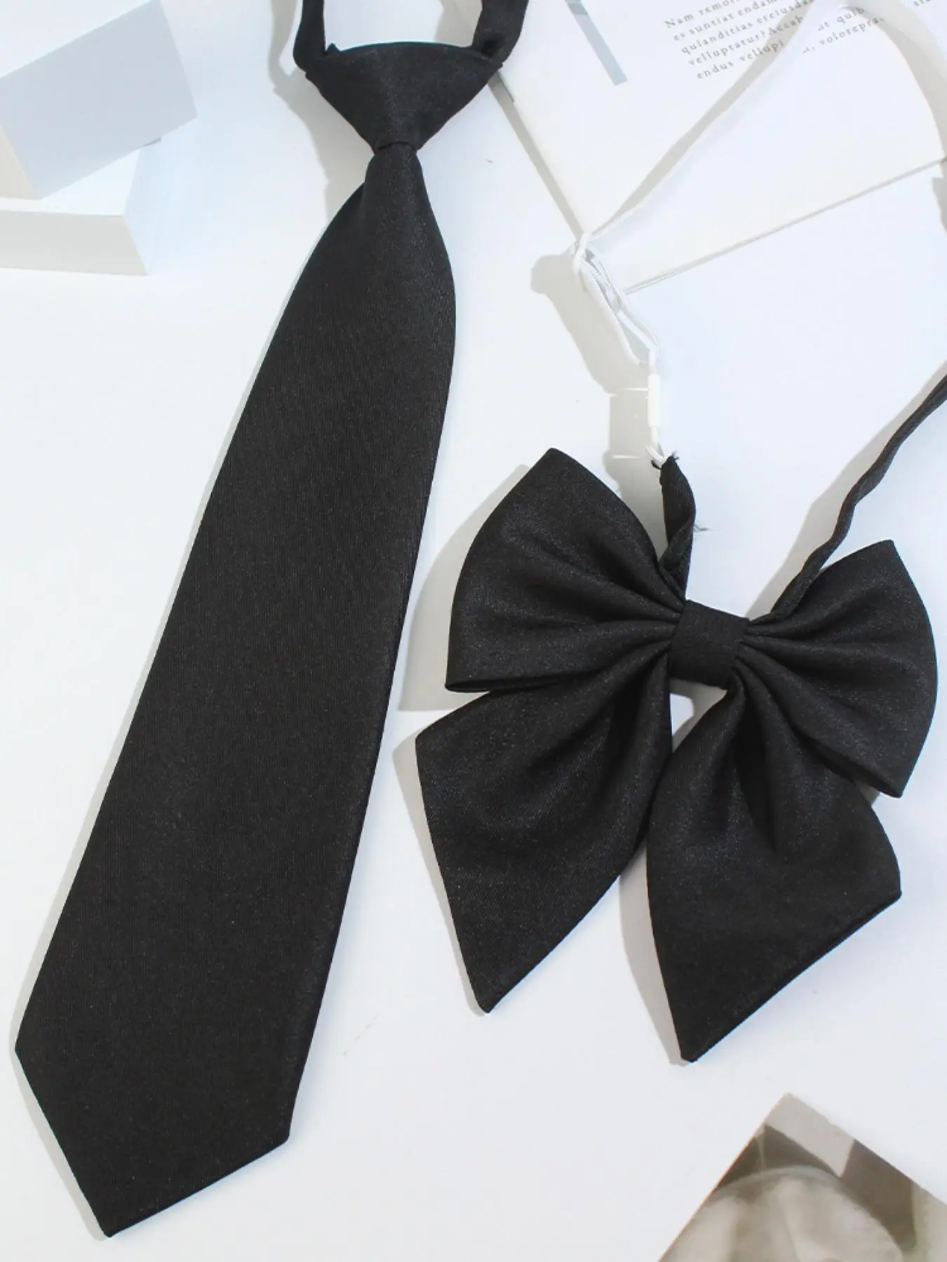 2024 New Style Solid Color Bow Tie Set, Fashionable Necktie & Hair Tie for Women & Girls, Casual Versatile Accessories for Daily Wear for Outfit Matching, Casual Elegant Tie, Plain Ties
