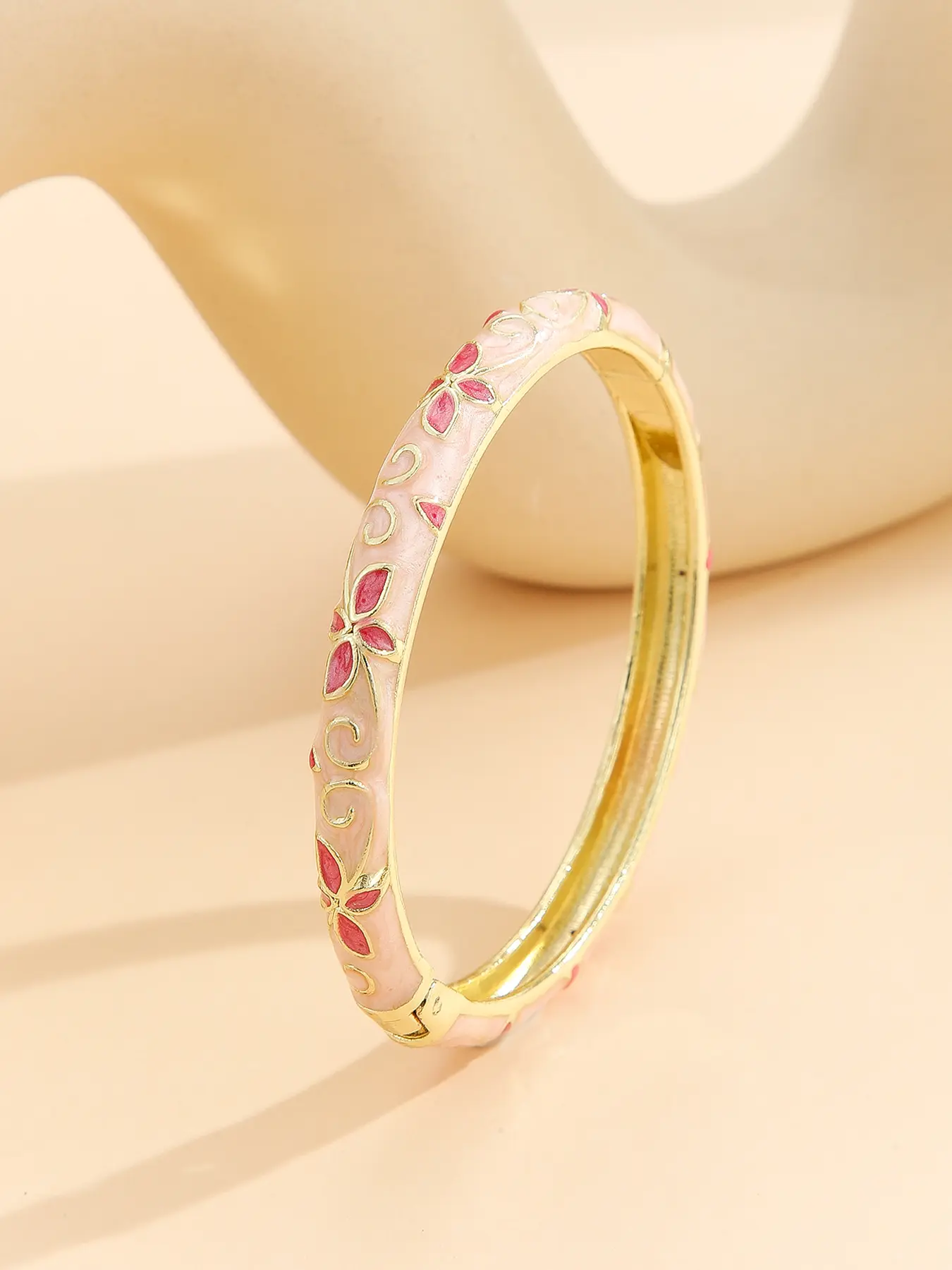Mother's Day Gift Elegant Women's Cloisonné Bracelet, Elegant Bangle, Cuff Bangles, Zinc Alloy Chain, Oil-Drop Pattern Design, Casual Style Jewelry Gift for All Seasons, Flower Design Bracelet