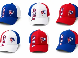6 Pack Cuba Baseball Caps for Men & Women, Adjustable Cuban Flag Embroidered Hat, Red White Blue Snapback Cap, Outdoor Travel Sports Sun Hat