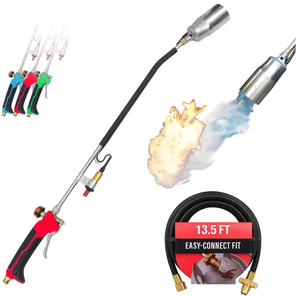 Sunlight Labs Heavy-Duty Flame Torch, 2,200,000 BTU Self Igniting Outdoor Unwanted Plant Burner, 13.5 Foot Hose, Eco-Friendly Gas Torch for Overgrowth Removal, Fire Starting, Ice Melting & More