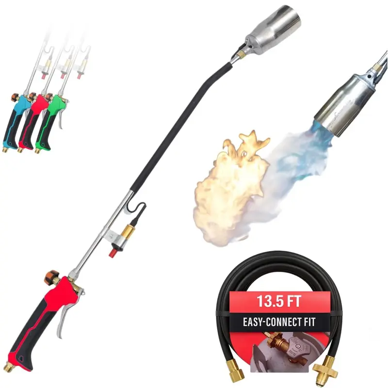 Sunlight Labs Heavy-Duty Flame Torch, 2,200,000 BTU Self Igniting Outdoor Unwanted Plant Burner, 13.5 Foot Hose, Eco-Friendly Gas Torch for Overgrowth Removal, Fire Starting, Ice Melting & More