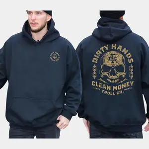 Dirty Hands Clean Money Skull Hoodie, Blue Collar Men's Graphics Shirt, Mexican Dad Gifts, Workwear Graphics Hoodie, Casual Mens Wear