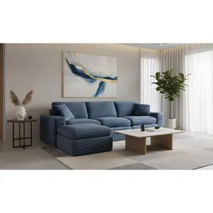 Klaussner Pacis 3-Seater Fabric Dark Blue Sofa with Ottoman