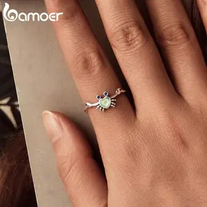 2025 Solid 925 Sterling Silver Cute Crab Adjustable Rings Lovely Animals Open Ring Jewelry for Women SCR1122-E