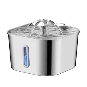 2.2L Stainless Steel Pet Water Fountain for Cats & Dogs, Automatic Circulation Filter Quiet Pump, Ideal for Multiple Pets (no Plug), Automatic Water Bowl