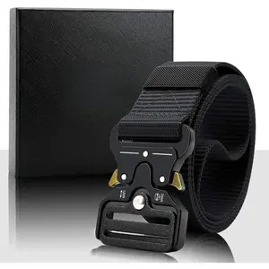 Tactical Belt For Men, Black Military Nylon Web With Quick Release Heavy Duty Buckle, Ideal For Work Tactical Accessories Adjustable Belt Set durable