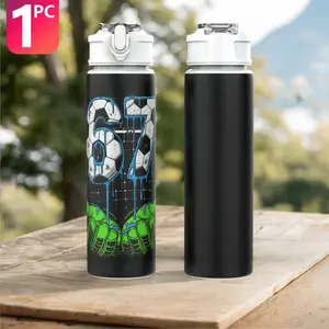 1pc Soccer 67 Plastic Water Bottle Tumbler | Six Seven Printed Design, Flip Top, Reusable, 25oz 750ml Lightweight Leak Proof Travel Drink Bottle, Ideal for Birthday, Christmas, Halloween, Thanksgiving Gifts