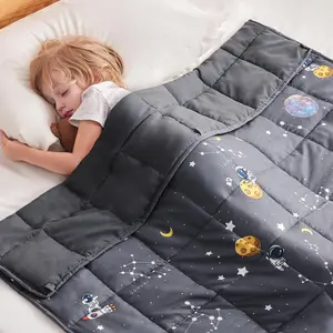 Weighted Blanket for Kids (36"x48" 5lbs), Cooling Weighted Blanket for Sleeping, Throw Size Breathable Blanket with Premium Glass Bead (Space Grey)