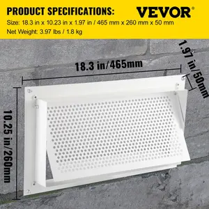 VEVOR Flood Vent, 8" Height x 16" Width x 2" Depth Foundation Flood Vent,to Reduce Foundation Damage and Flood Risk, White, Wall Mounted, for Crawl Spaces, Garages & Full Height Enclosures
