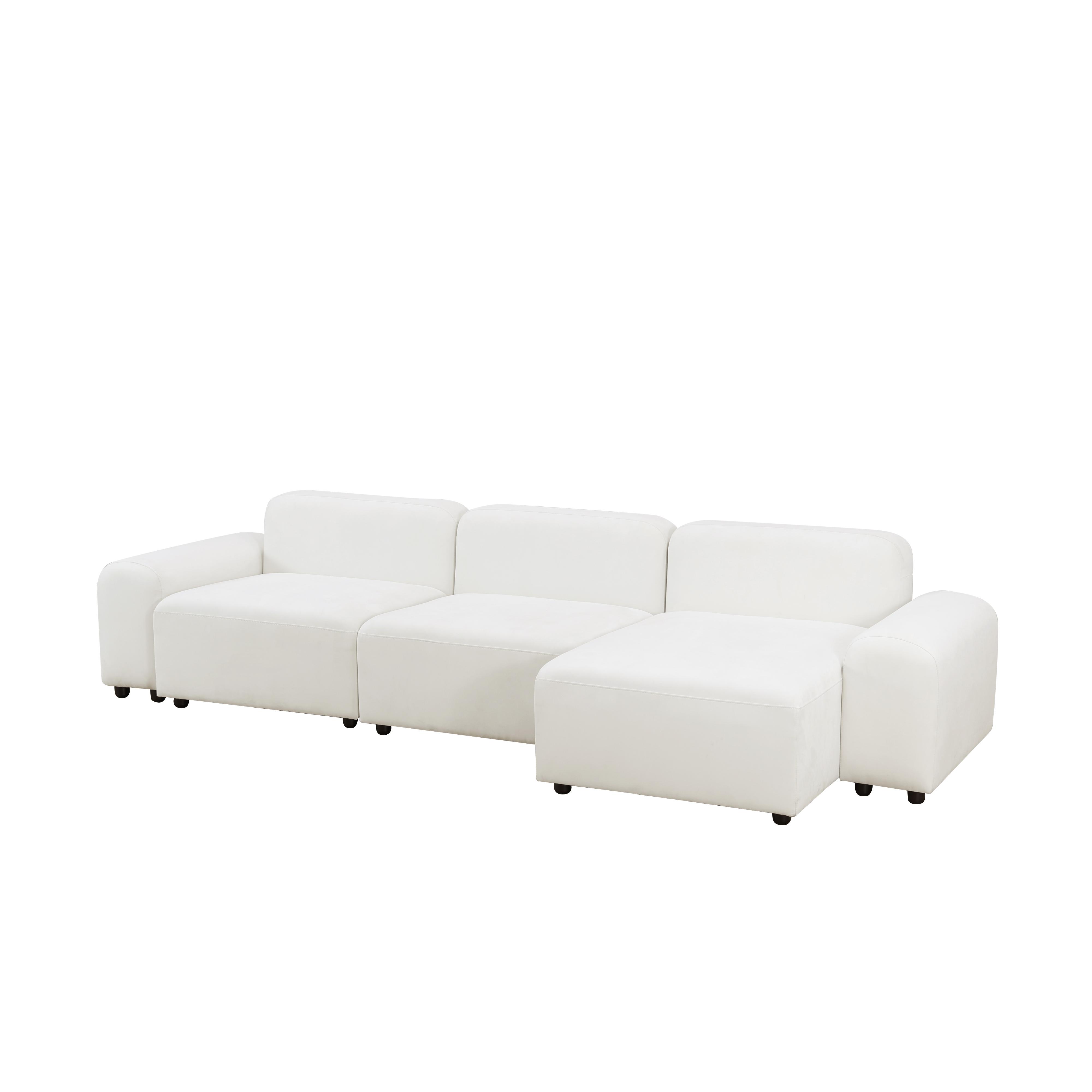 White Microfiber 4-Piece Modular Sofa Set - Buttery Soft, Pet-Friendly, Spill-Resistant, Flexible Design for Living Room & Dining Room