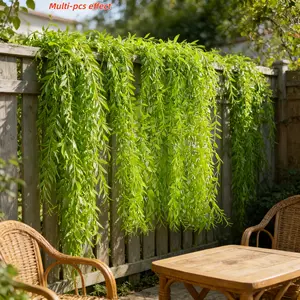 100Pcs Artificial Green Willow Branches - Maintenance-Free Spring And Summer Decorative Drapes, All-Weather Hanging Ivy, Suitable for Wedding Arch Decorations, Hotel And Ceiling Decor, Climbing Frame Decorations, And Ceiling Embellishments