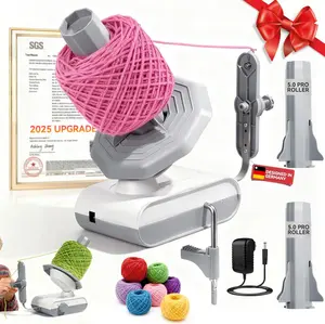 5.0 Upgraded Electric Yarn Ball Winder Top1 RPM German Motor SGS-Grade Precision Gears Compact Automatic for Crocheting Super Strong Tension Ideal for Home and Studio Gray White