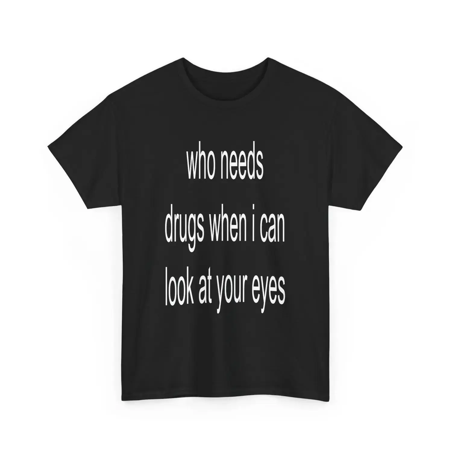 Unisex Cotton Short Sleeve T-Shirt - "Look at Your Eyes" Quote Graphic, Emo Punk, Retro Y2K, Vintage Grunge Style Men's Top