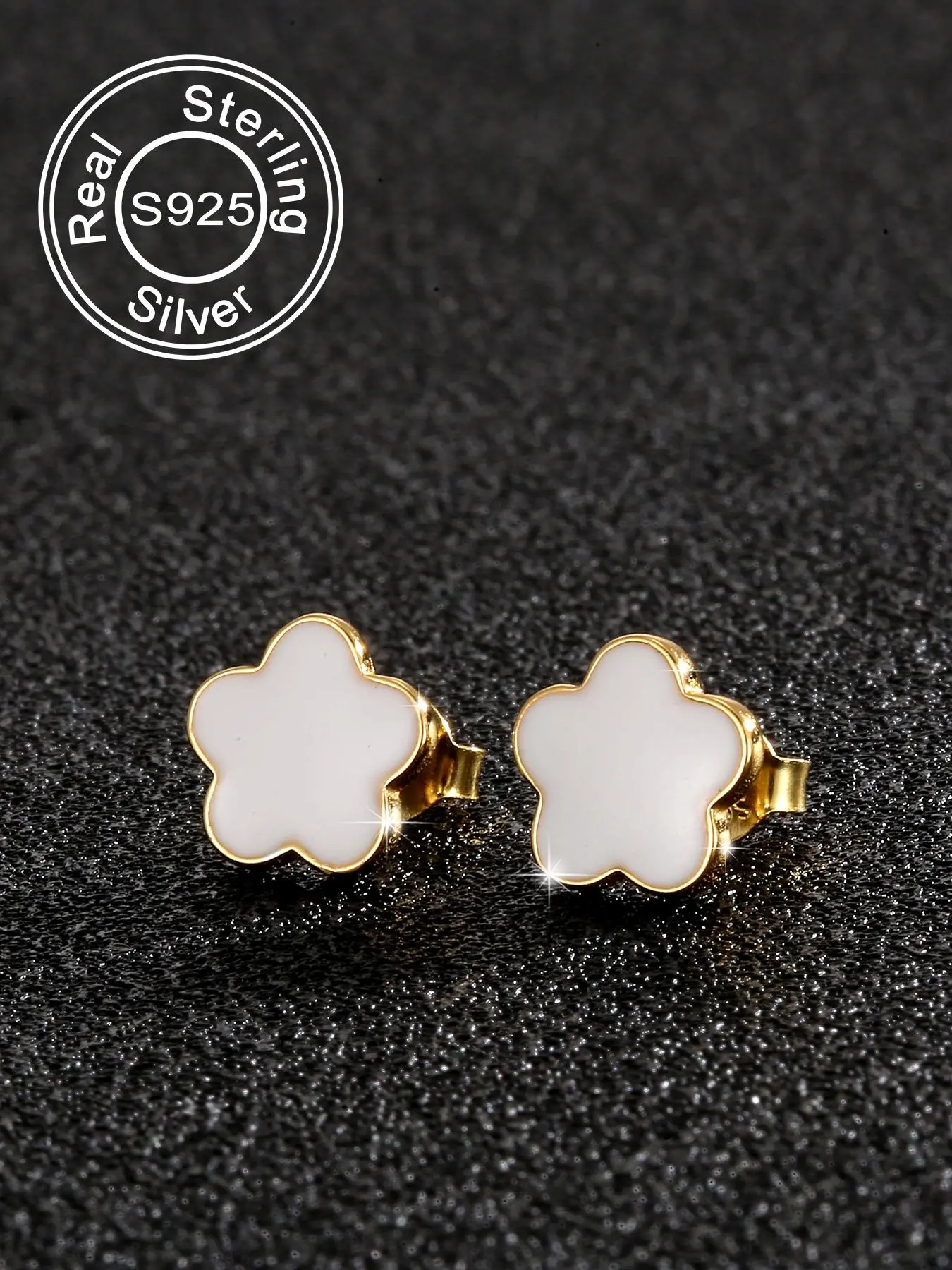 S925 Sterling Silver Four-leaf Clover Design Stud Earrings, Fashionable Stud Earrings for Women & Girls, Trendy All-match & Exquisite Jewelry for Birthday Gift, Flower Stud Earrings, Fine Studs, Unique Design Earrings, High Quality Earrings