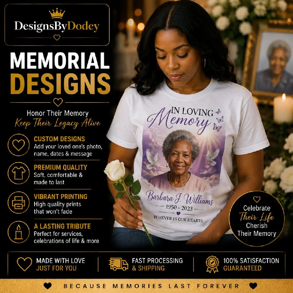 Custom Memorial Photo T-Shirt – Personalized In Loving Memory Shirt with Name and Dates, Funeral and Celebration of Life Tribute Tee