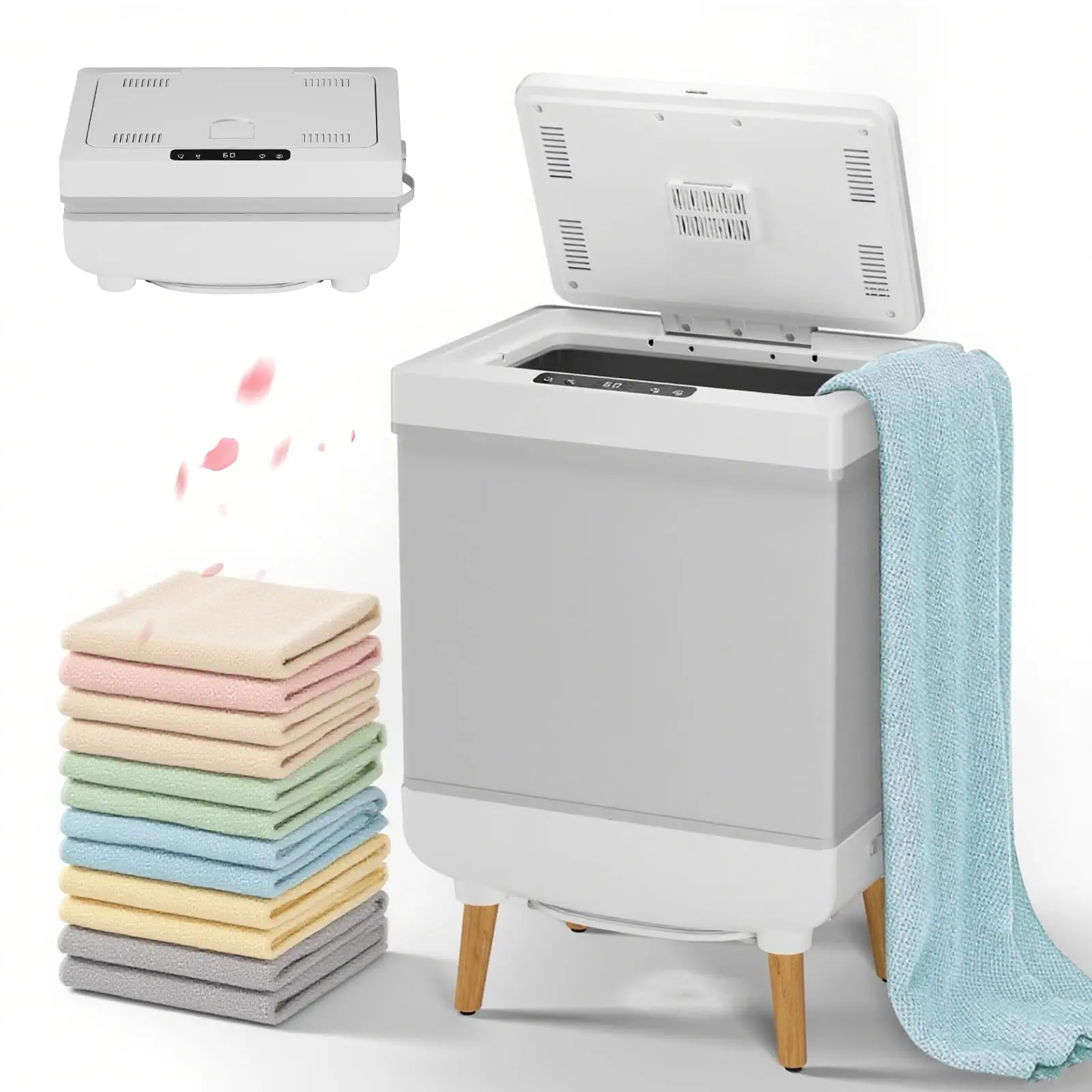 Towel Warmer for Bathroom, 20l Capacity Large Towel Warmer Bucket with Timer Function, Temperature Adjustable, LED Display, Towel Dryer for Towels, Robes, Blankets