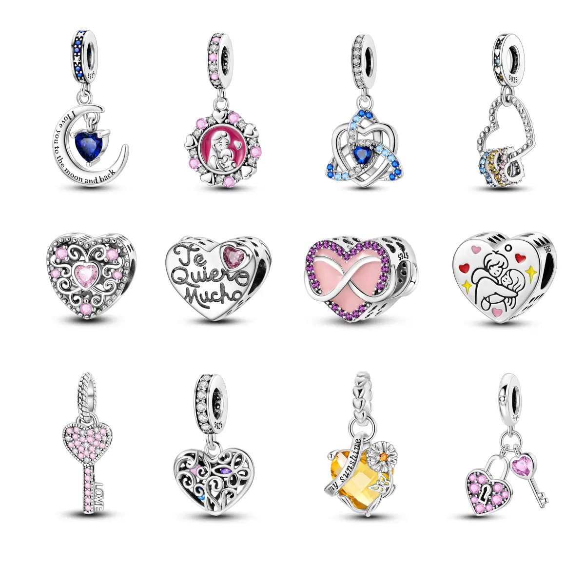 MULA Dainty Necklace for Women, 925 Silver-Plated Infinity Love Pendant with Zirconia, Pandora Compatible Charms, Valentines Day Gift, Zirconia Inlay