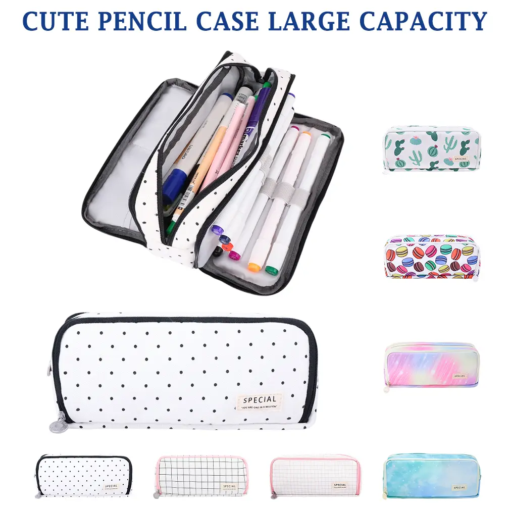 Large Capacity Compartmentalized Pencil Case - 3-Compartment Multi-Use Storage Pouch for Back to School, School/Work (For Teens, Adults)