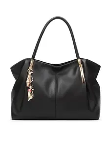 Women's Everything Tote Bag with Metal Cat Bag Charm Pendant, Casual Trendy Versatile High-quality Daily PU Leather Work Tote Bag, Girl Fashionable Everyday Bag, Handbag Tote Bag, PU Leather Bags, Stylish Bag, Shopping Totes