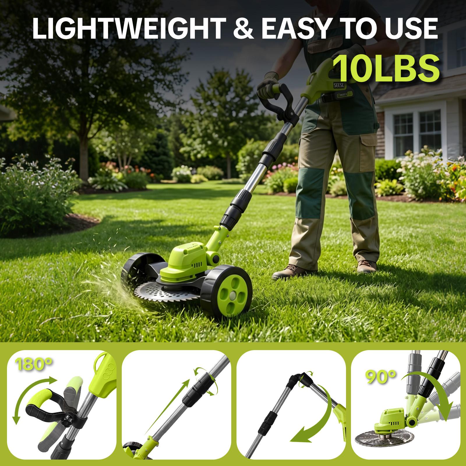 【DealsForYouDays】SEESE Cordless Lawn Mower, Garden Tool (Mower, Trimmer, Edger) with 2&times;21V Batteries, Lightweight for Small to Medium Backyards Grass Cutting Tool Grasscutters