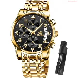 Fashion Brand OLEVS Mens Watches Waterproof Stainless Steel Adjustable Bracelet Watch Quartz Analog Watch for Men Fashion Business Classic Mens's Wrist watch's Casual Watches Gold/Blue/Black/White/Face/Dial