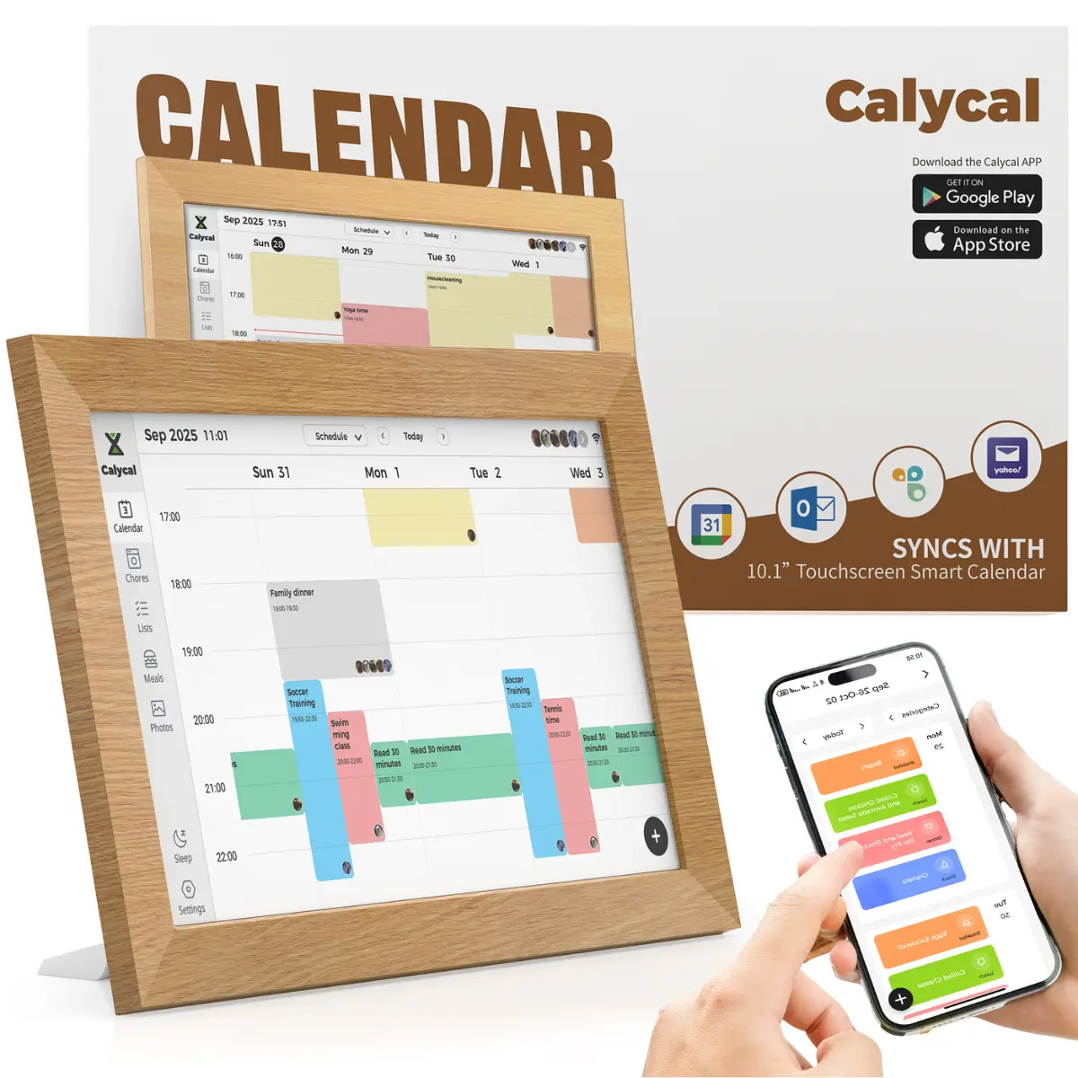 CALYCAL Digital Calendar Chore Chart 10.1" Smart Family Organizer Syncs with Google Calendar Meal Planner Free App No Subscription Touchscreen Wall Mount Calendar for Mom Mother Day Gift Christmas Gift 2026 Calendar