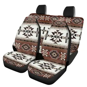 Aztec Tribal Print Car Seat Covers Front Saddle Blanket Rear Split Bench Protection Cover Universal Car Interior Accessories Decoration