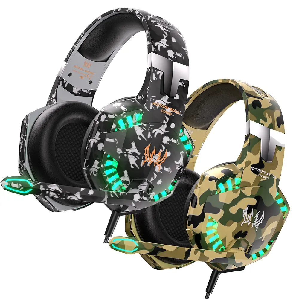 G2000 Noise Cancelling Headset with Memory Foam Ear Cushions, Microphone, LED Light, 7.1 Surround Sound, Compatible with Ps4, PC, Xbox One, Ps5, Series X|s, Wired Gaming Headphones