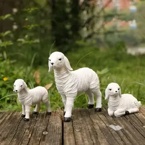 Set of 3 Resin Sheep Figurines, DIY Garden Decorations, Outdoor Patio Ornaments, New Home Gift Ideas, Balcony Landscaping Accessories
