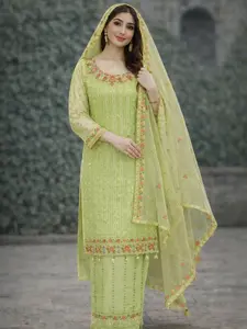 M Siez. Reday wear Elegant Light Green Rayon Anarkali Suit with Embroidered Dupatta for Festive Wear.