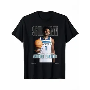 Anthony Edwards Vintage Graphic T-Shirt | SLAM Cover Print | 100% Cotton Crew Neck Tee | Unisex Basketball Streetwear | Retro Sports Style