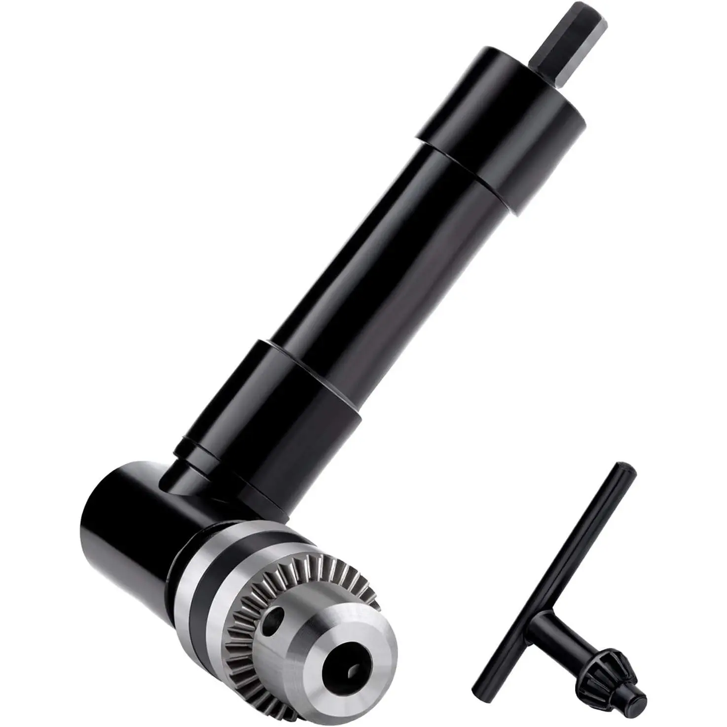Cordless Right Angle Drill Accessory with 1-10mm Attachment Adapter, 90° Handle, 3/8" Keyed Extension Chuck, Drill Bits