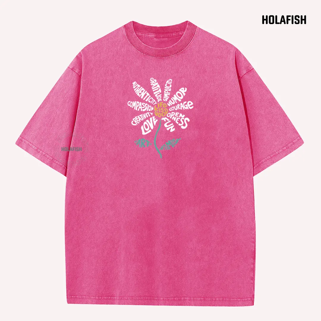 Holafish Unisex Vintage Graphic T-Shirt, Stylish Acid Washed Garment in Soft Cotton, Relaxed Fit Top for Layering