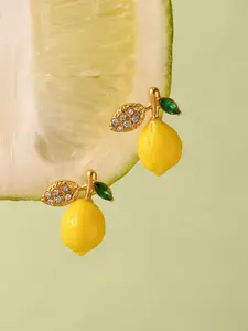 Lemon Design Stud Earrings, Cute Fruit Themed Earrings for Women & Girls, Fashion Jewelry for Party, Daily Decor, Trendy All-match & Exquisite Jewelry for Birthday Gift, Fashion Jewelry Accessories, Earrings Studs, Chic Gorgeous Jewelry