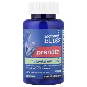 Mommy's Bliss Prenatal Multivitamin + Iron, 45 Capsules | HSA/FSA Eligible