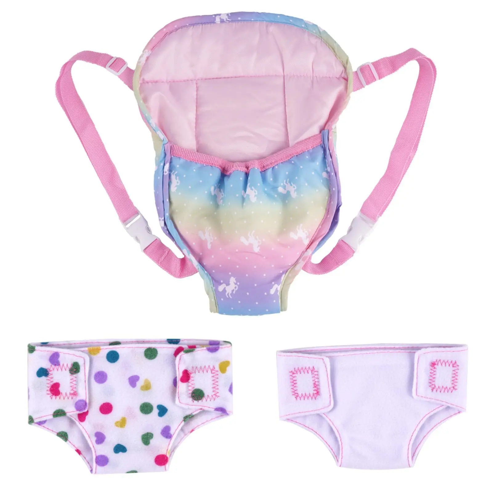BABESIDE Baby Doll Accessories, Doll Carrier with 2 Doll Diapers – Baby Dolls Accessories Set for 12-15 Inch Dolls, Pretend Play Gift for Girls