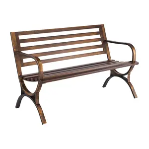 Outdoor Bench for Patio and Porch, 50-Inch Metal Frame Slatted Backrest, Weather-Resistant Garden Bench, Easy Assembly, Durable Outdoor Seating for Deck, Yard, or Balcony, Classic Design