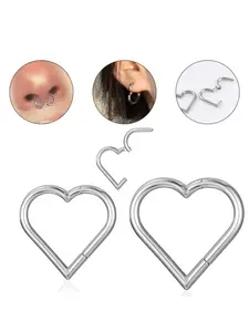 Heart Shaped Stainless Steel Daith Piercing Jewelry Set, Fashionable Earrings for Women, Trendy All-match & Exquisite Jewelry for Birthday Gift