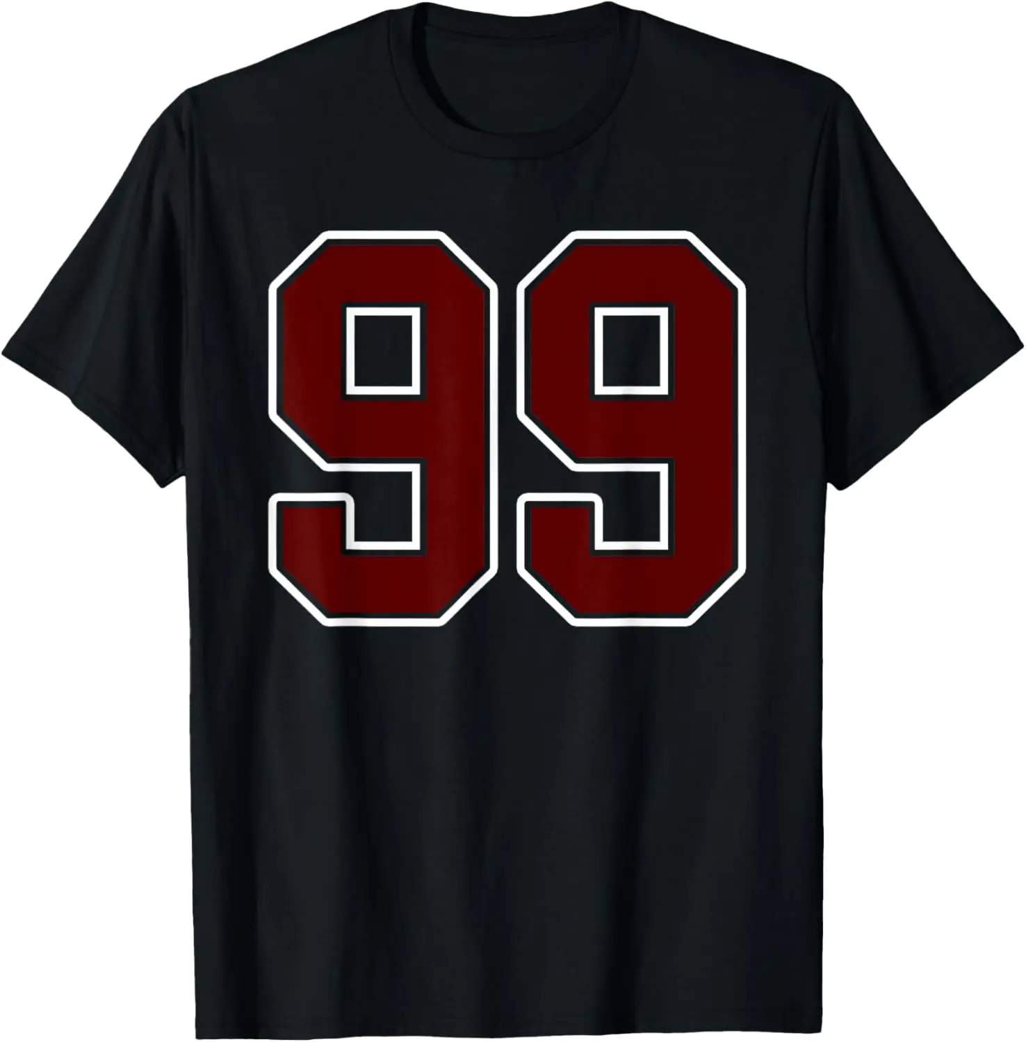 100% Cotton Maroon and White Number 99 Jersey Player Uniform #99 Fan T-Shirt