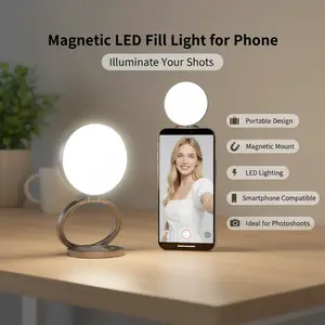 Portable Magnetic LED Fill Light - Magnetic Mount Tech Accessories for Smartphones, Ideal for Video Calls and Photography