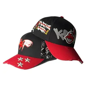 2 Hat Bundle - Save $10 - Black and Red Caps with Unique Designs and Stars