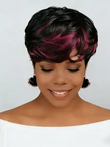 Women Short Pixie Cut Wig, Straight Human Hair, Human Hair Material, with Bangs, Bangs Included, Natural Looking Wig, Perfect for Everyday Use & Stylish Look