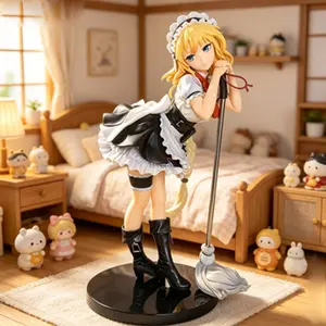 One Piece Girls' Frontline G36 Maid Version Figure, Anime Girl with Mop Pose， G36 Collectible Statue, Girls' Frontline Anime Figure in Maid Outfit，Girls' Frontline G36 Action Figure, Maid Form with Cleaning Pose