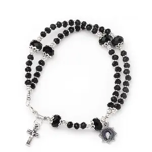 Rosary Bracelet Miraculous Medal Semi Crystal Beads