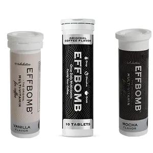 EffBomb Coffee Vitamin Tablets – 3-Pack (Original, Vanilla, Mocha) | Dissolvable Energy & Focus Boost | Sugar-Free, Keto-Friendly