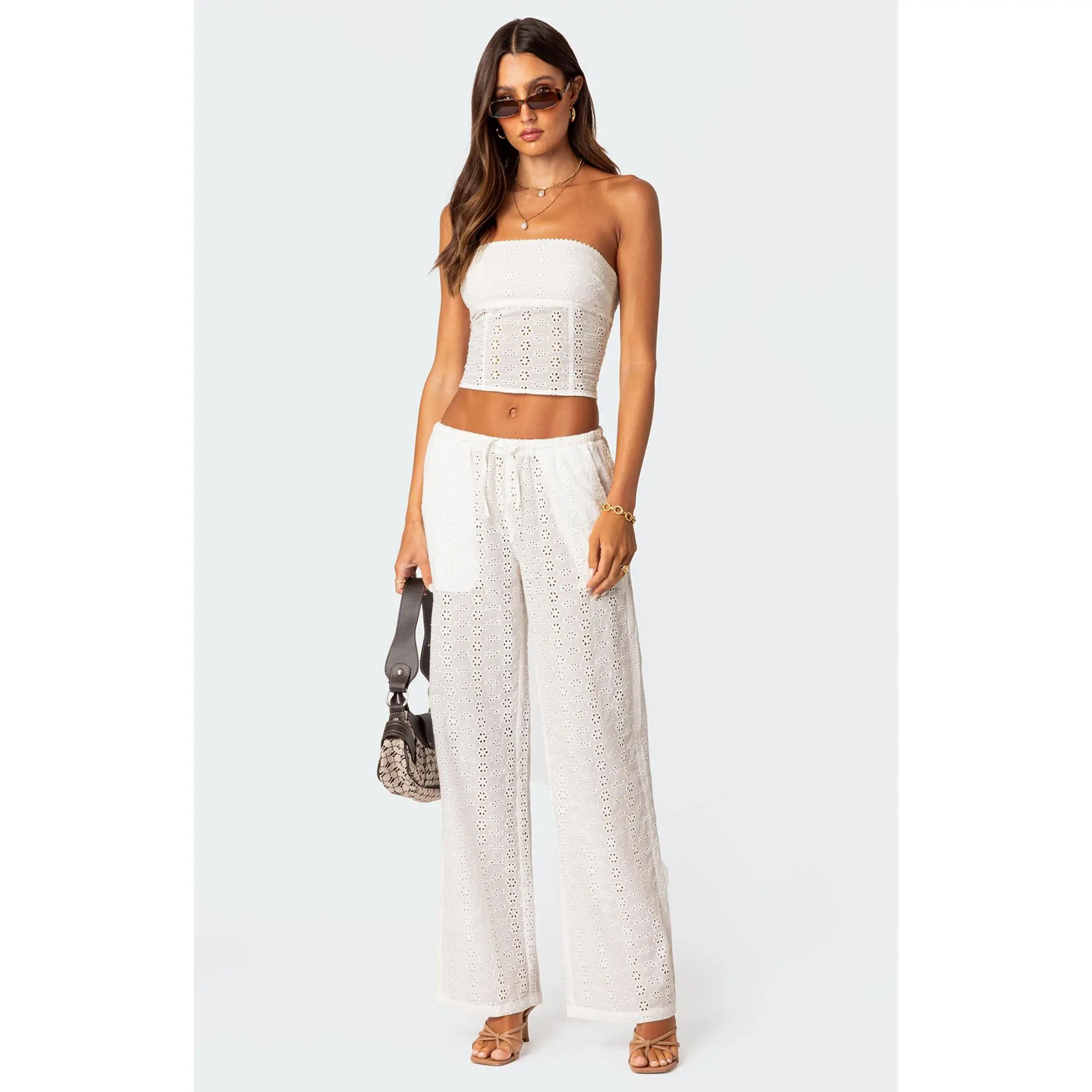 Edikted Women's Lemon Lacey Cotton Pants