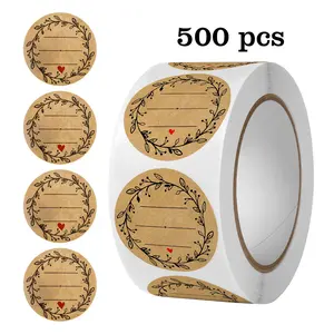 500 Paper Labels, 2.54 Cm Round Writable Permanent Stickers, Ideal for Jars, Price Tags, Aluminum Foil Decorative Labels, Adhesive Stickers