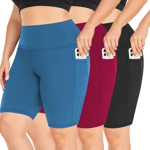 3 Pack Biker Shorts with Pocket for Women – 8" Black High Waisted for Workout Athletic Cheerleading Yoga Plain Hight Waist Pocket Skinny Shorts Cycling Gym Leggings plus size shorts