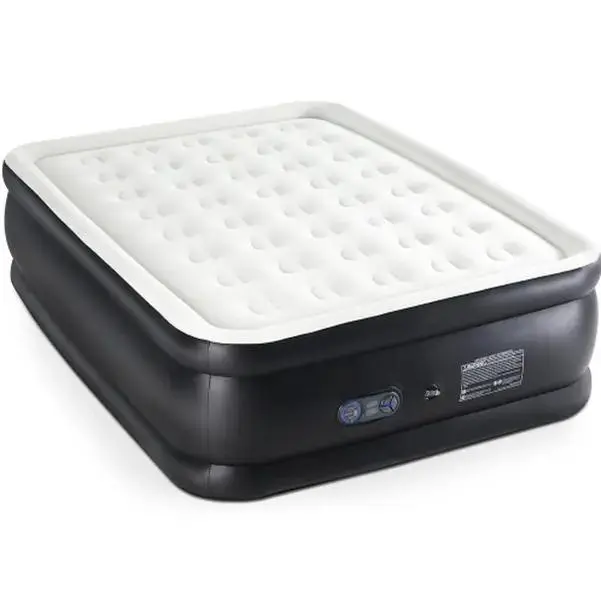Inflatable Travel Mattress - Built-in Pump, Double Height, Non-Slip Bottom, 660lb Capacity, Queen Size, Twin/16in, Honeycomb Support, Wear-Resistant for Home & Camping