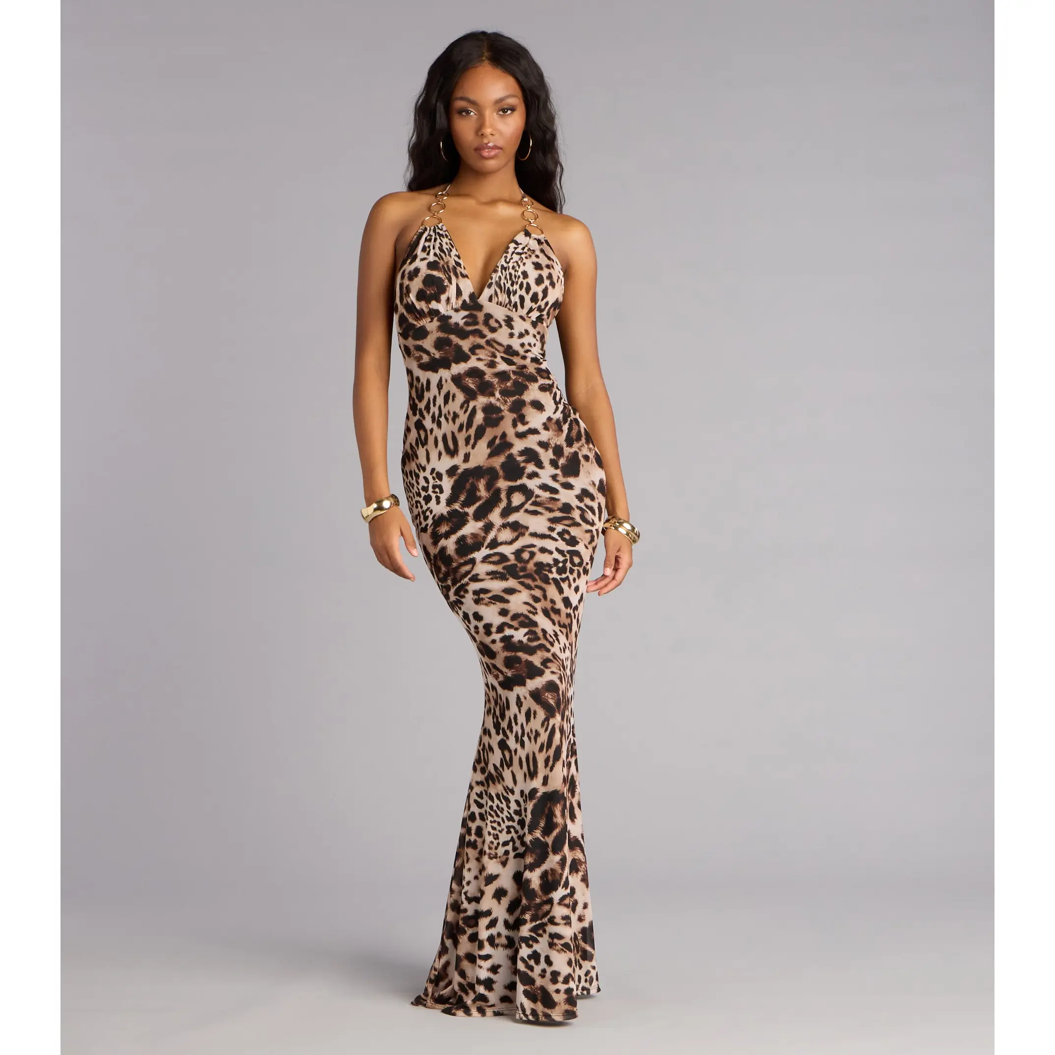 Jeanette Cheetah Print Mermaid Formal Dress